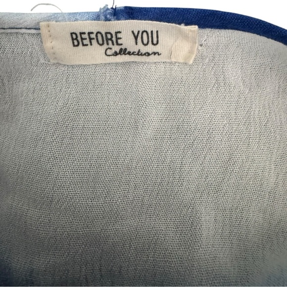 Blue and White Tie-Dye Poncho Beach Cover Up Top OSFA - Picture 5 of 5